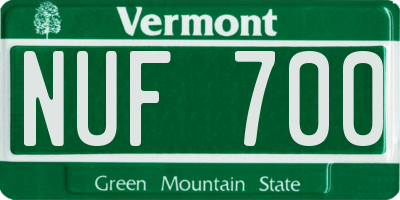 VT license plate NUF700
