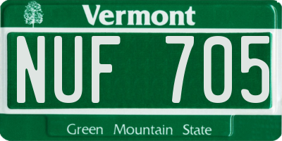 VT license plate NUF705