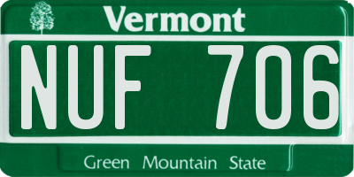 VT license plate NUF706