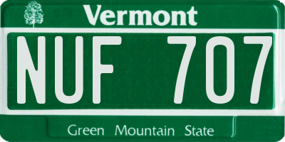 VT license plate NUF707