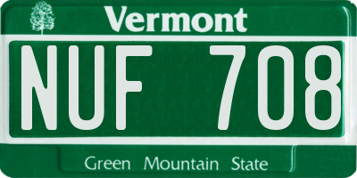 VT license plate NUF708
