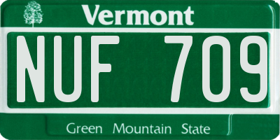 VT license plate NUF709