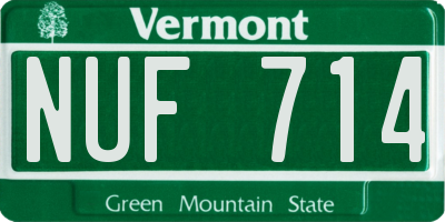 VT license plate NUF714