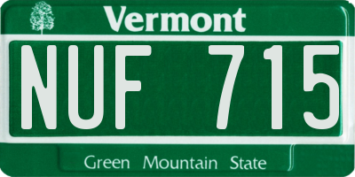 VT license plate NUF715