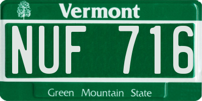 VT license plate NUF716