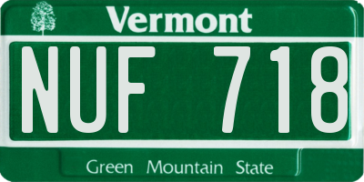 VT license plate NUF718