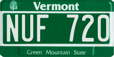 VT license plate NUF720