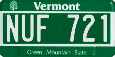 VT license plate NUF721