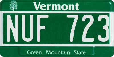 VT license plate NUF723