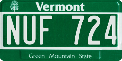 VT license plate NUF724