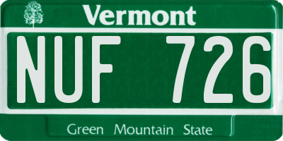 VT license plate NUF726