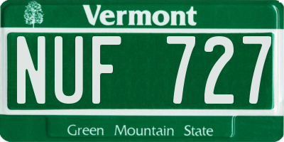 VT license plate NUF727