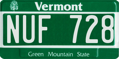 VT license plate NUF728