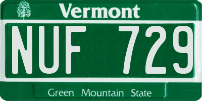 VT license plate NUF729