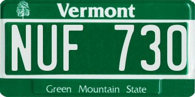 VT license plate NUF730