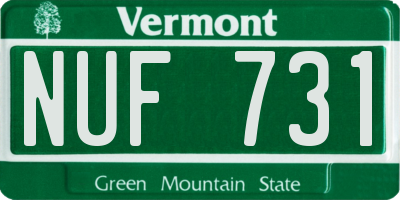 VT license plate NUF731