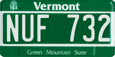 VT license plate NUF732