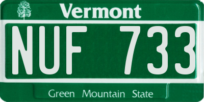 VT license plate NUF733