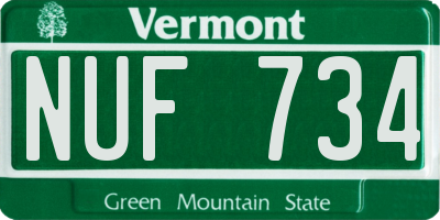 VT license plate NUF734
