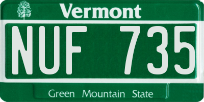 VT license plate NUF735