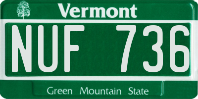 VT license plate NUF736