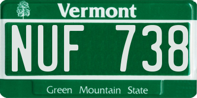 VT license plate NUF738