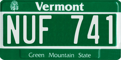 VT license plate NUF741