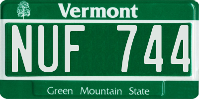 VT license plate NUF744