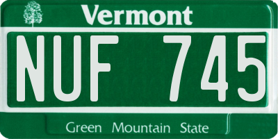 VT license plate NUF745