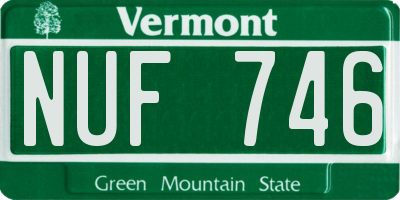 VT license plate NUF746