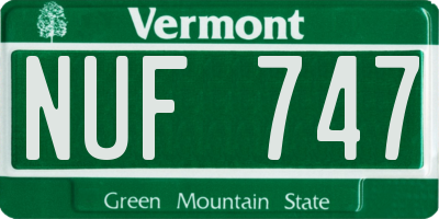 VT license plate NUF747