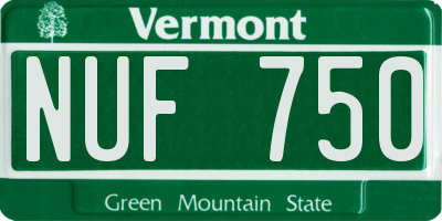 VT license plate NUF750