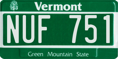VT license plate NUF751