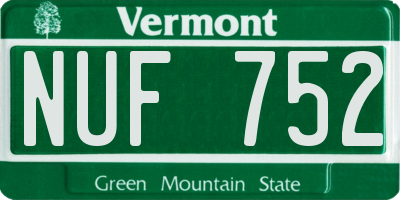 VT license plate NUF752