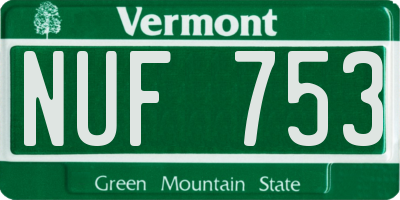 VT license plate NUF753