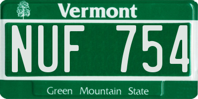 VT license plate NUF754