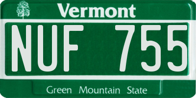 VT license plate NUF755