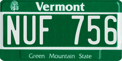 VT license plate NUF756