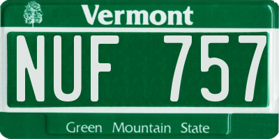 VT license plate NUF757