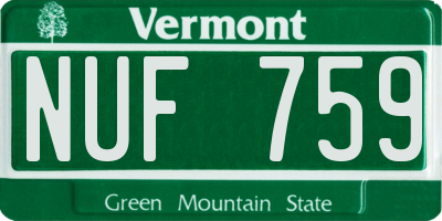 VT license plate NUF759