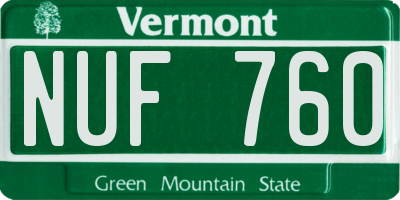 VT license plate NUF760