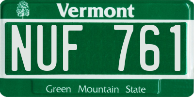 VT license plate NUF761