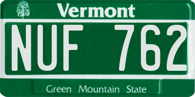 VT license plate NUF762