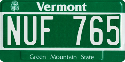VT license plate NUF765