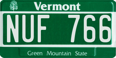 VT license plate NUF766