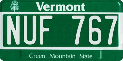 VT license plate NUF767
