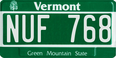 VT license plate NUF768