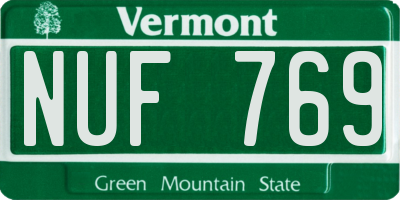 VT license plate NUF769