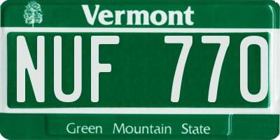 VT license plate NUF770
