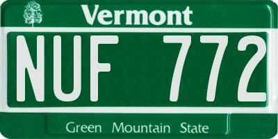 VT license plate NUF772